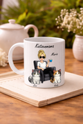 Personalisierte Tasse „Katzenmama“ – mit Wunschname & Katzenauswahl