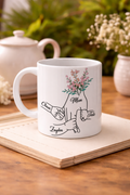 Personalisierte Mama Tasse mit Blumen Design und  Kindernamen